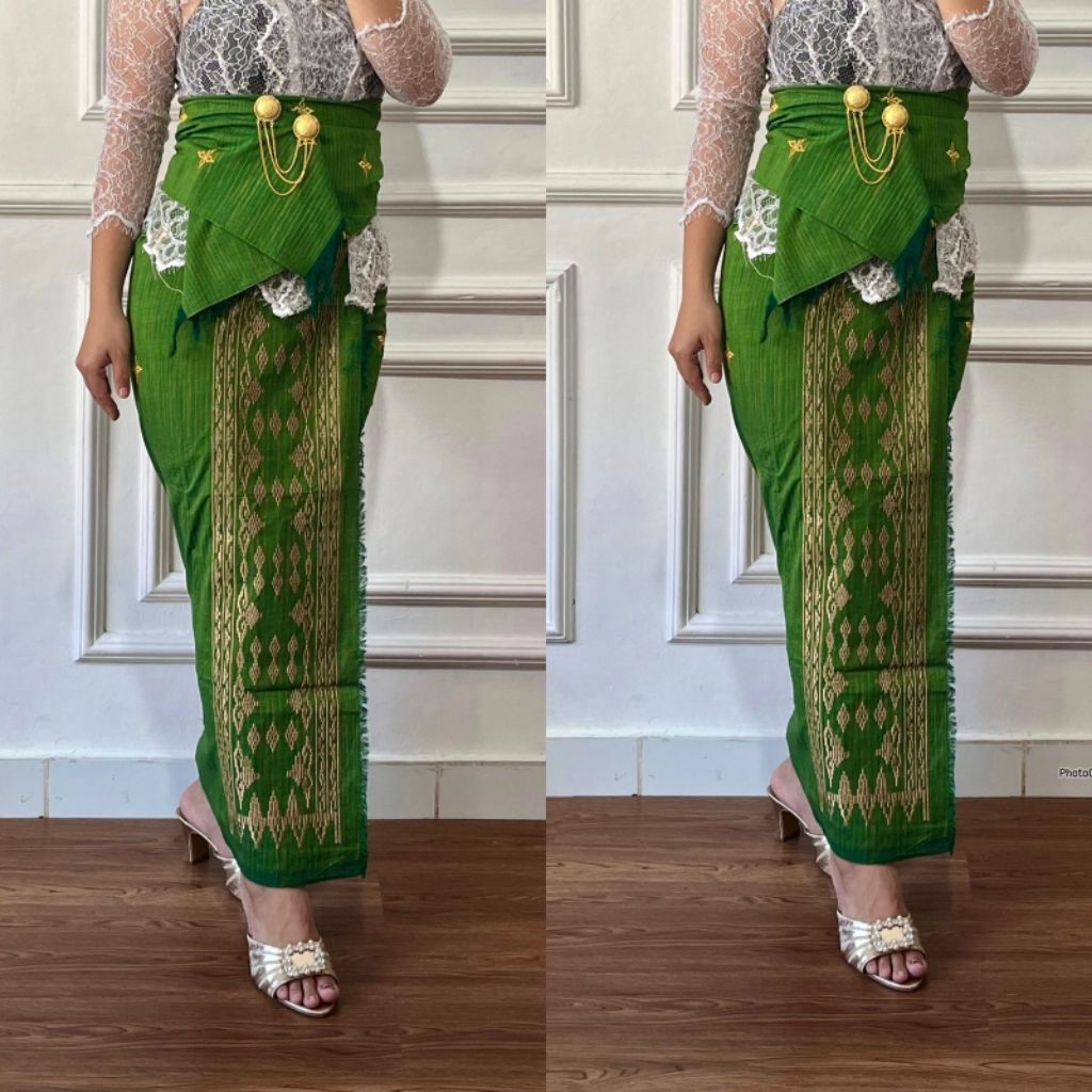 kain tenun endek lasem alam tumpal set selendang songket bordir emas // kamen endek bali