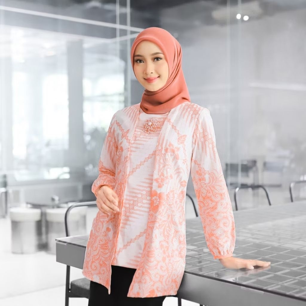 BATIKULA GIANINA Tunik Furing Trikot Batik Wanita Modern Batik Kerja Kantor Wanita