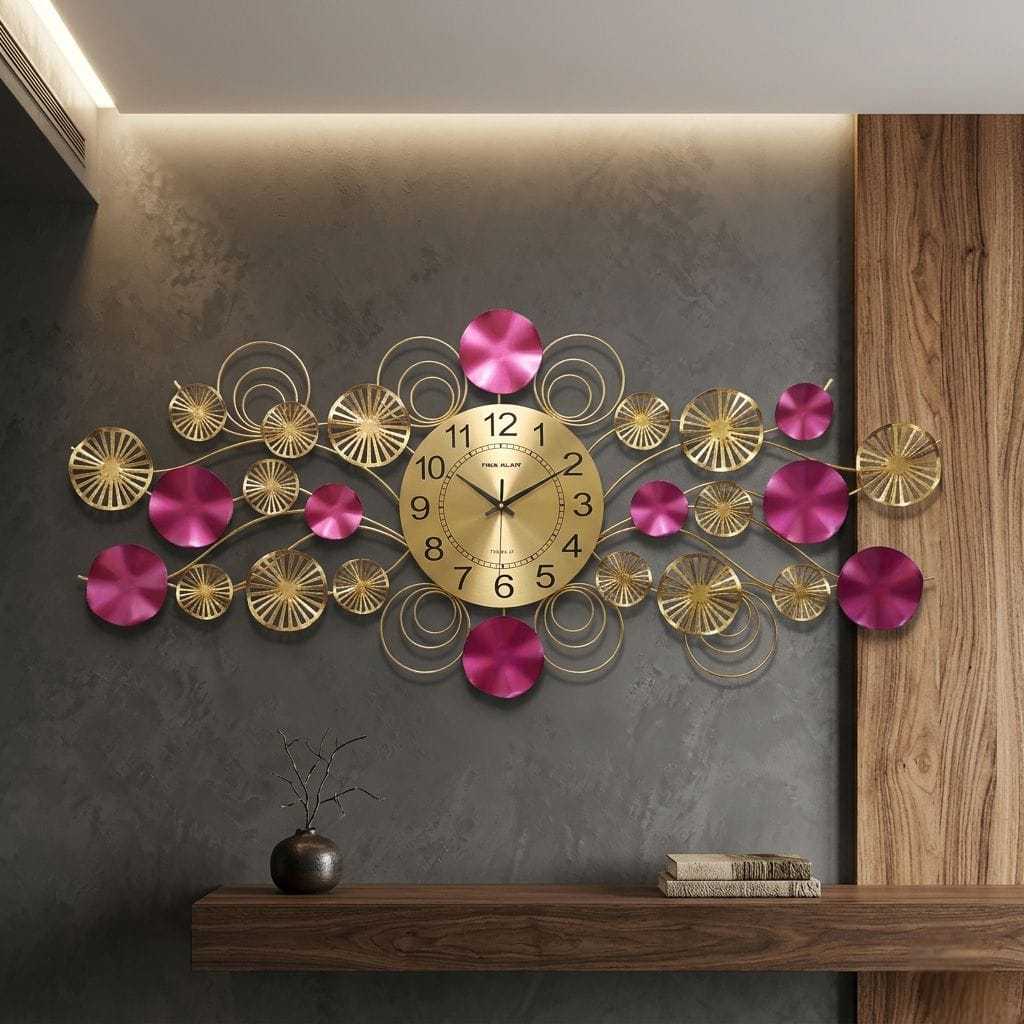 JAM DINDING MEWAH MODERN LOTUS STYLE GOLDEN