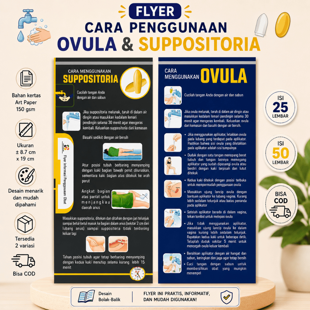 Flyer Cara Menggunakan Ovula -  Suppositoria - Flyer Farmasi, Flyer PIO, gema Cermat