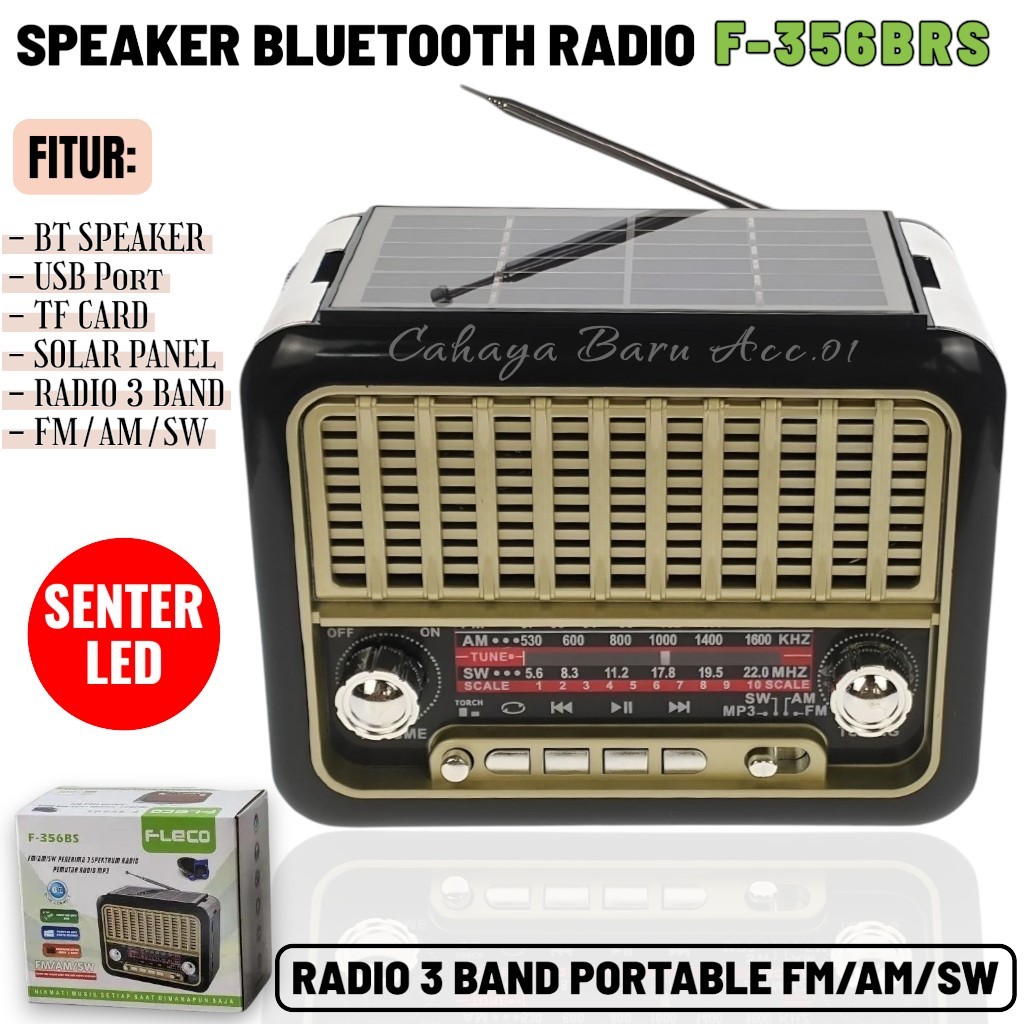 Portable Speaker Bluetooth Radio FLECO F-356BS Classic - Radio Jadul 3 Band FM/AM/SW Bluetooth USB M
