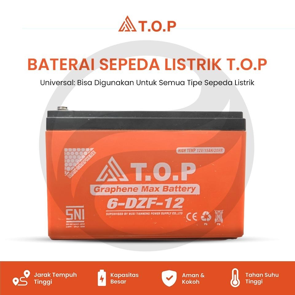BATERAI / AKI SEPEDA LISTRIK 12V 15 AH T.O.P GRAPHENE MAX BATTERY