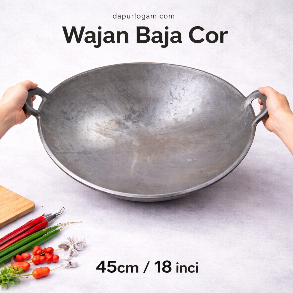 WAJAN BAJA COR 18" 45CM/ WAJAN KUALI BAJA/ WOK BESI COR/ WAJAN JUMBO / KUALI WOK WAJAN BAJA