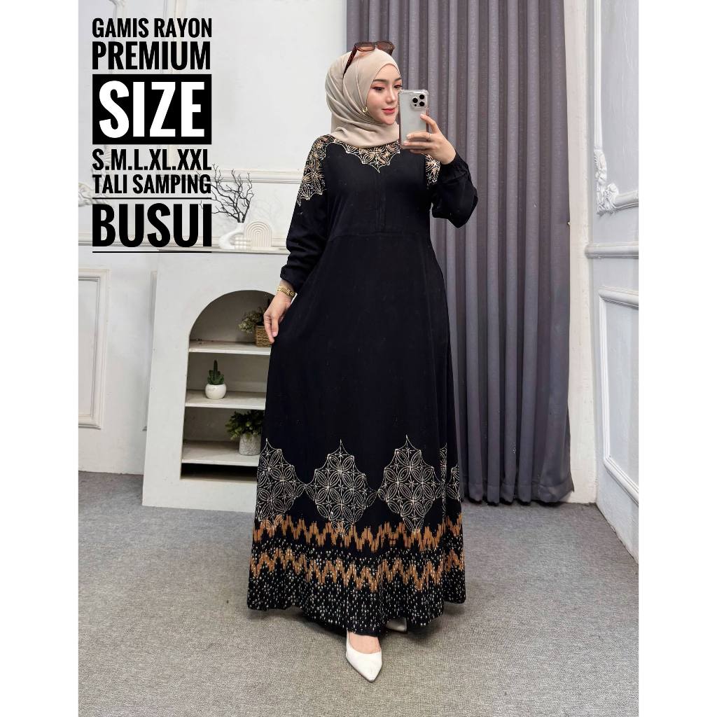 Batik Usman Gamis Rayon Premium Twill Busui Jumbo Kekinian Viral - Motif Sleman