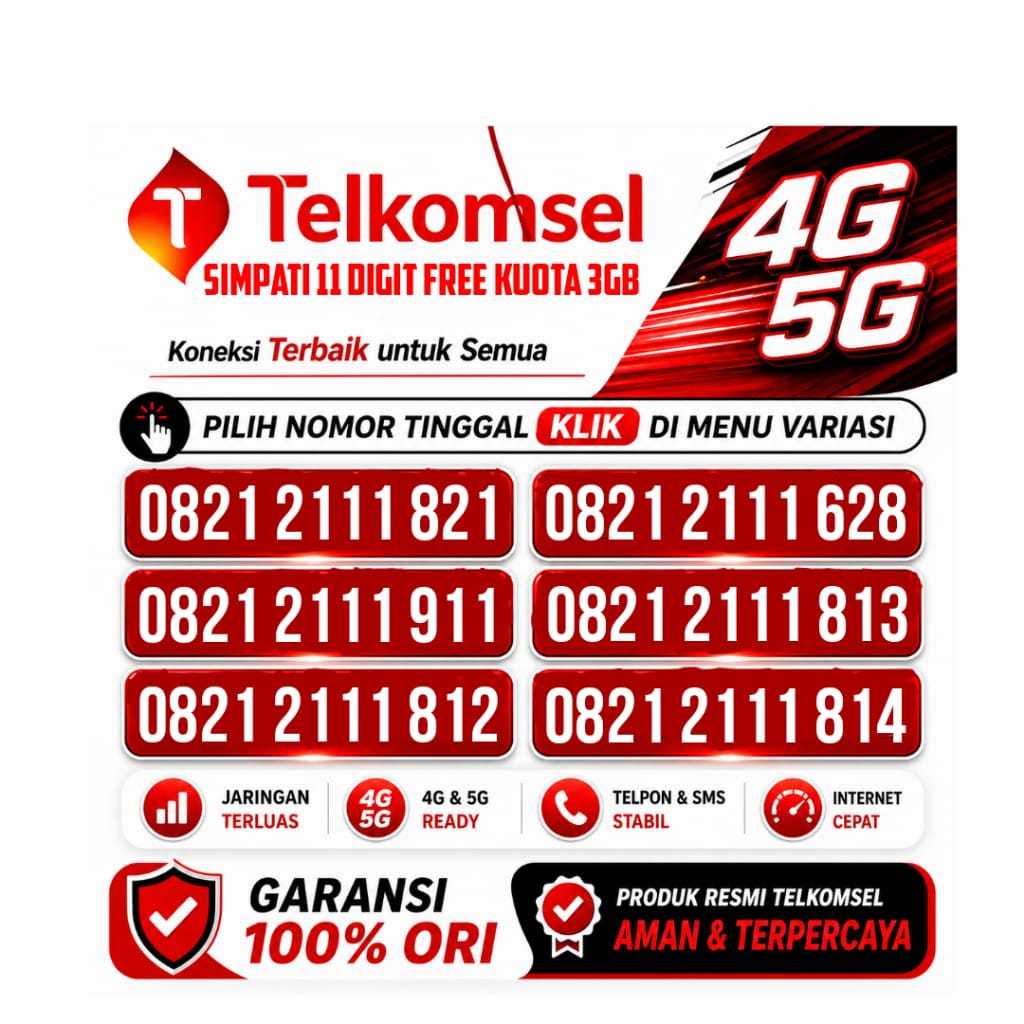 Kartu Perdana Nomor Cantik 11 Digit Telkomsel Simpati — Free Kuota 3GB #K10