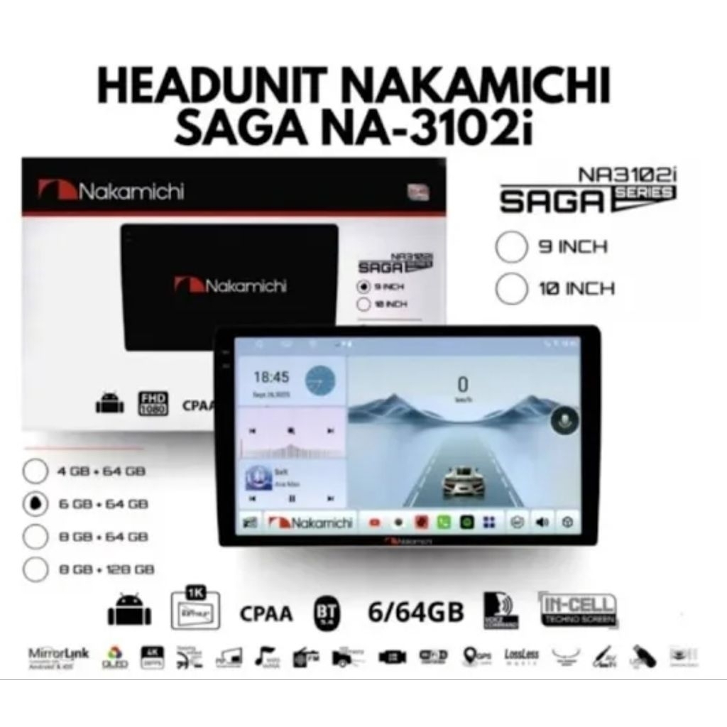 Android 9" Nakamichi Saga Series Ram 6/64GB