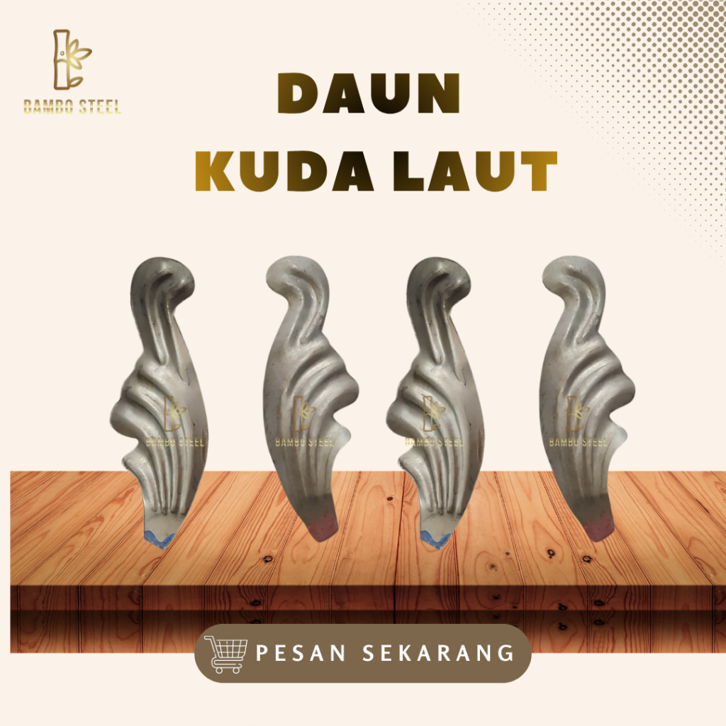 Z Ornamen Aksesoris Pagar Besi Tralis Motif Daun Kuda Laut Plat Besi Sepasang Kanan Kiri