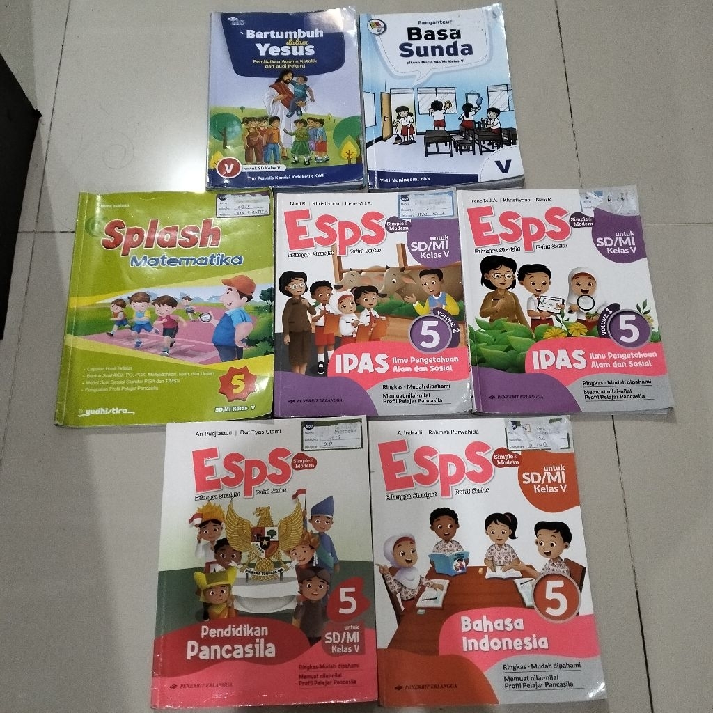 Buku pelajaran kelas 5 SD Erlangga ESPS Kanisius ori preloved