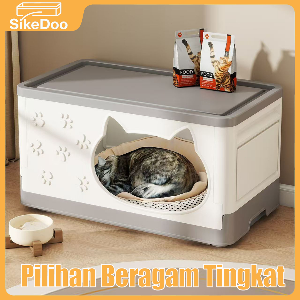 sikedoo Lemari Kucing Plastik Lipat Multifungsi Rak Simpan + Rumah Kucing