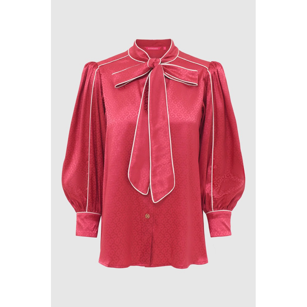 NEW Buttonscarves Monogram Tapis Shirt Red M