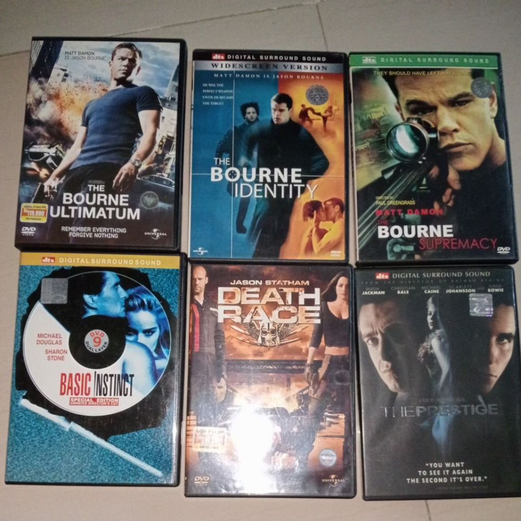 DVD ori edisi action movies Bourne Takers Basic Instinc Death race The prestige