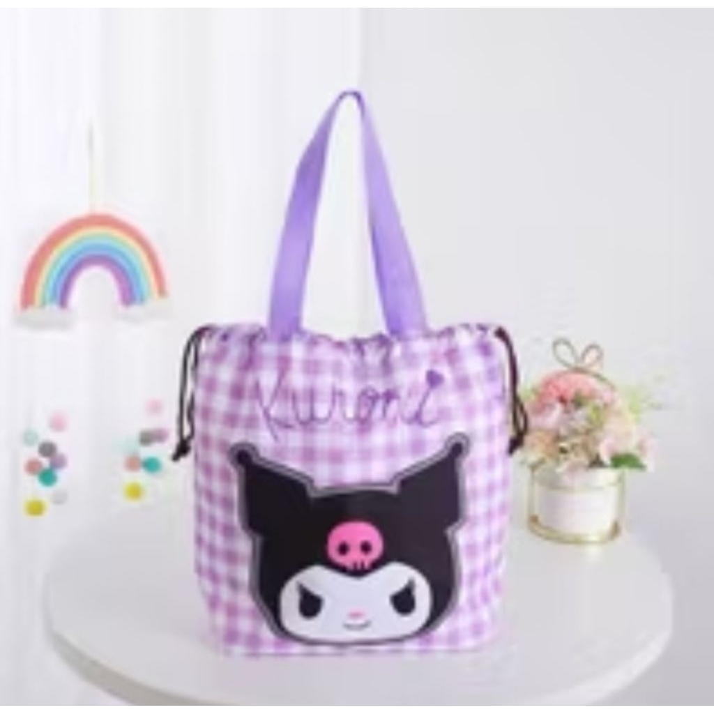 Tas serut karakter kuromi tas jinjing kuromi hand bag kuromi tas kuromi anak tas anak karakter kurom
