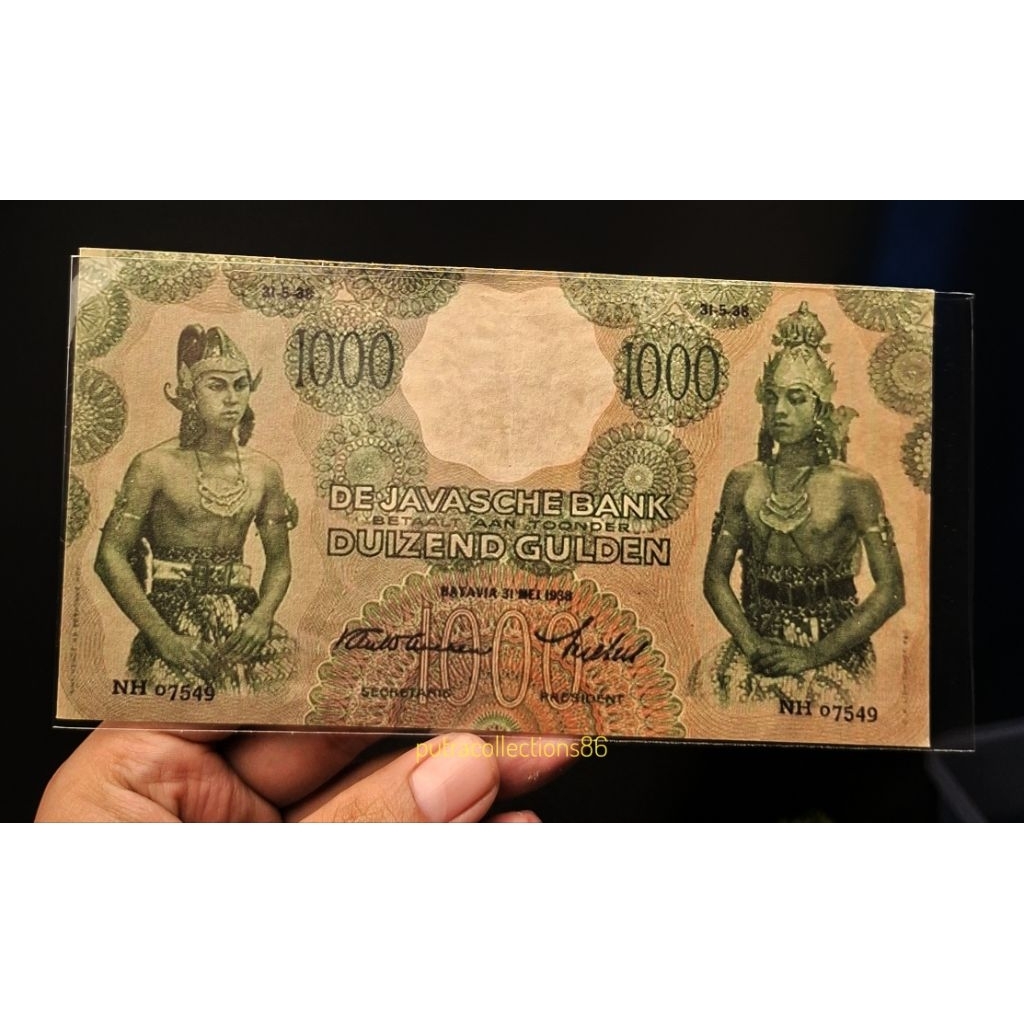 souvenir bukan asli 1000 wayang gulden 1938