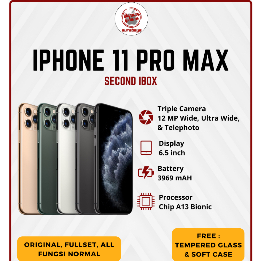 iPhone 11 Pro Max 64GB/256GB/512GB Fullset Second iBox Bergaransi