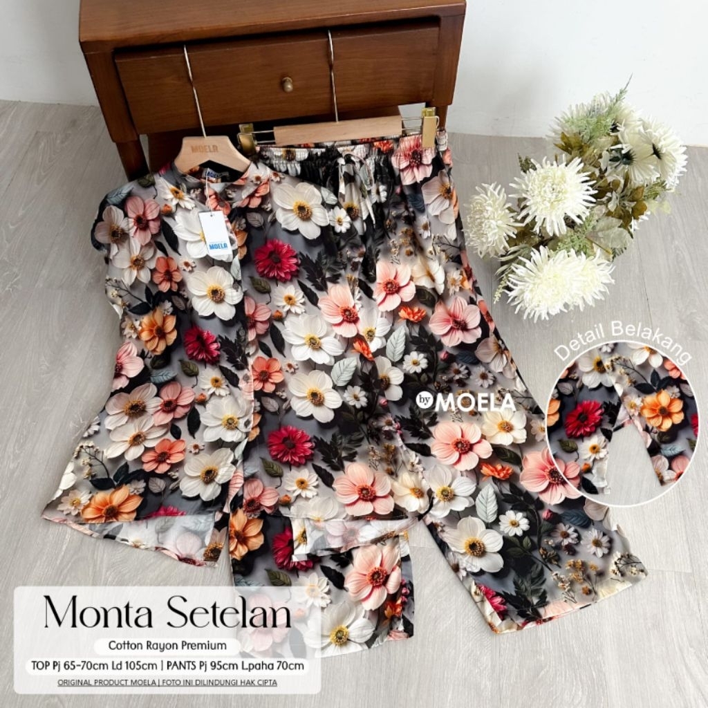 MONTA SET WANITA FLOWERY COTTON RAYON PREMIUM ELEGAN BY MOELA