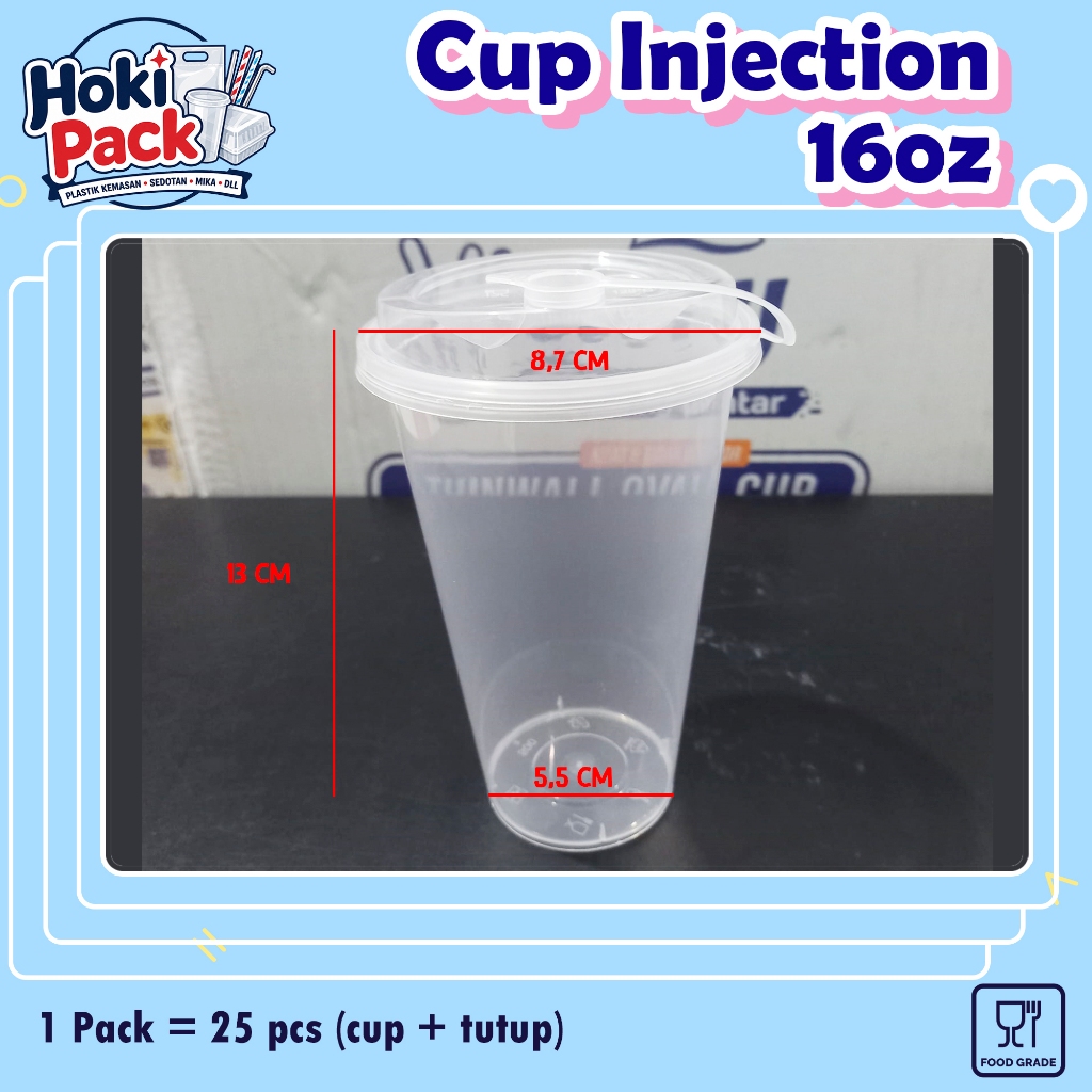 25pcs CUP INJECTION 16 OZ / CUP INJECTION 500ML / CUP GELAS TEBAL