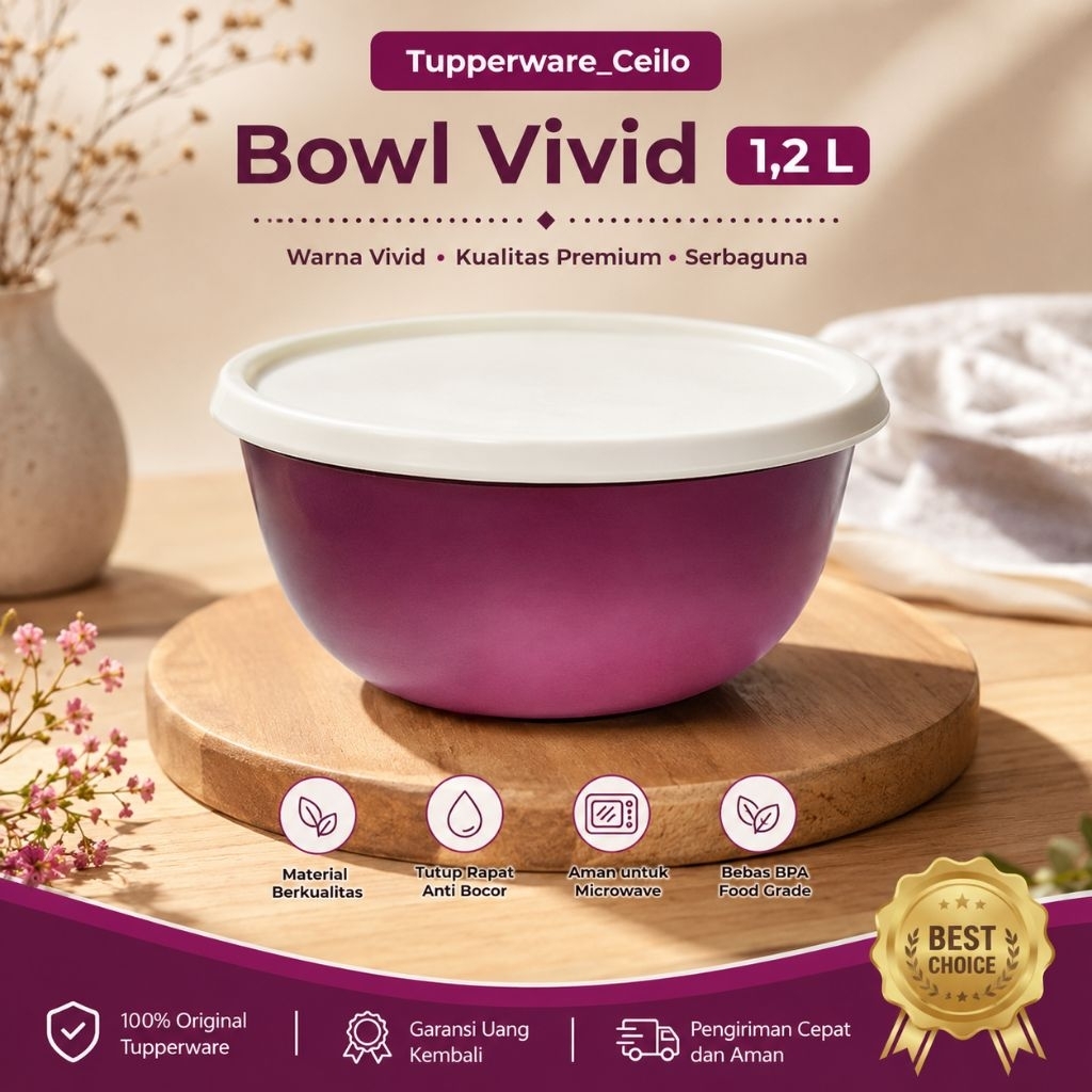 Vivid Bowl Ungu Tupperware