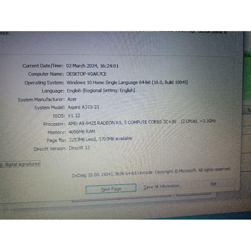 Mainboard mobo laptop acer aspire 3 a315 a315-21 amd a9 normal perawan