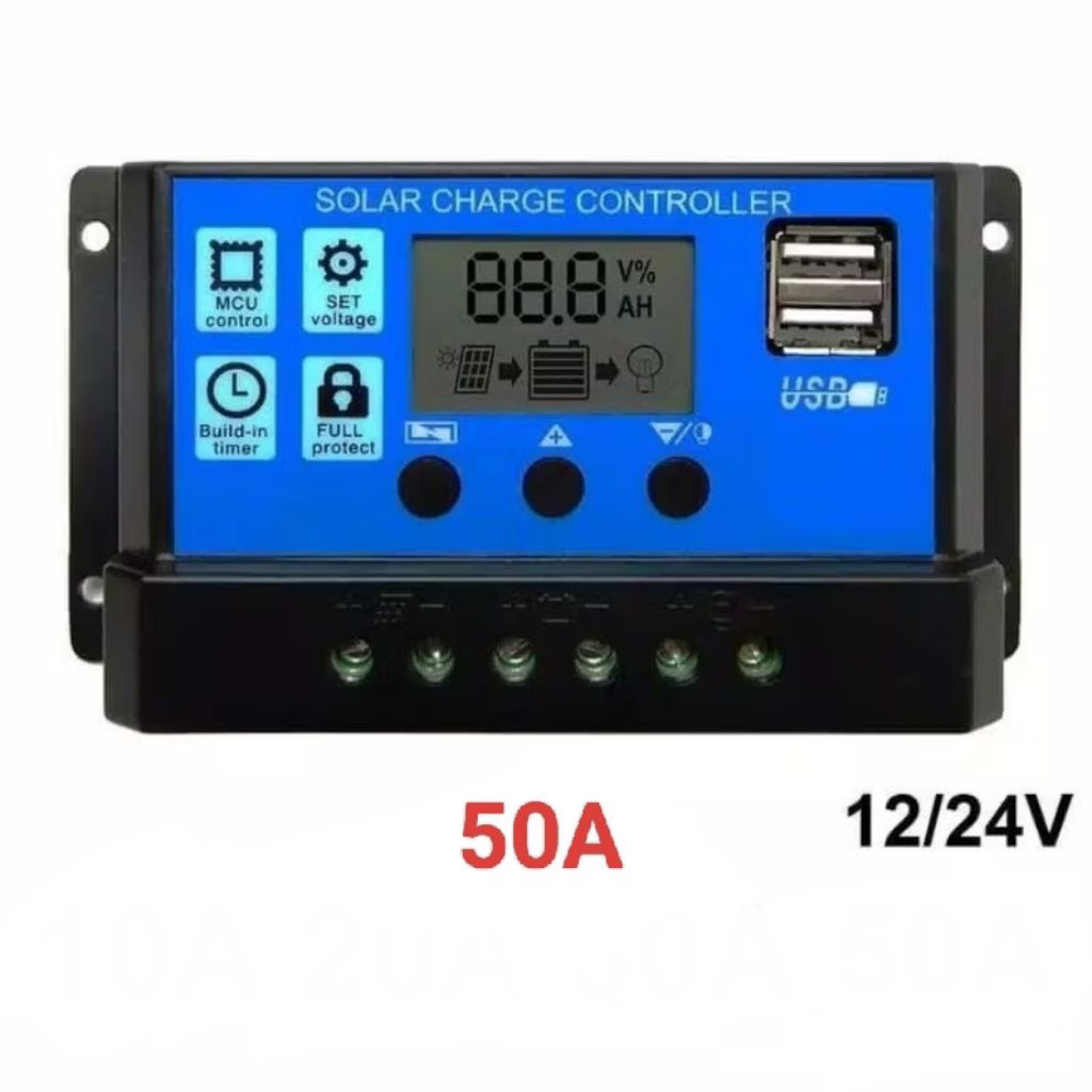SOLAR CHARGER CONTROLLER 50A DENGAN TAMPILAN LCD DAN USB