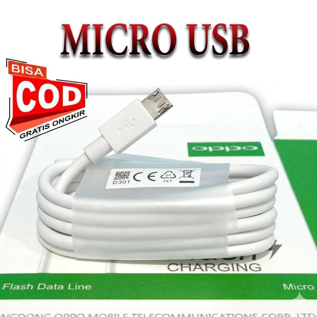 Kabel Data Charger Oppo A1K A11K A12 A15 A17 Original 100% Micro USB Fast Charging