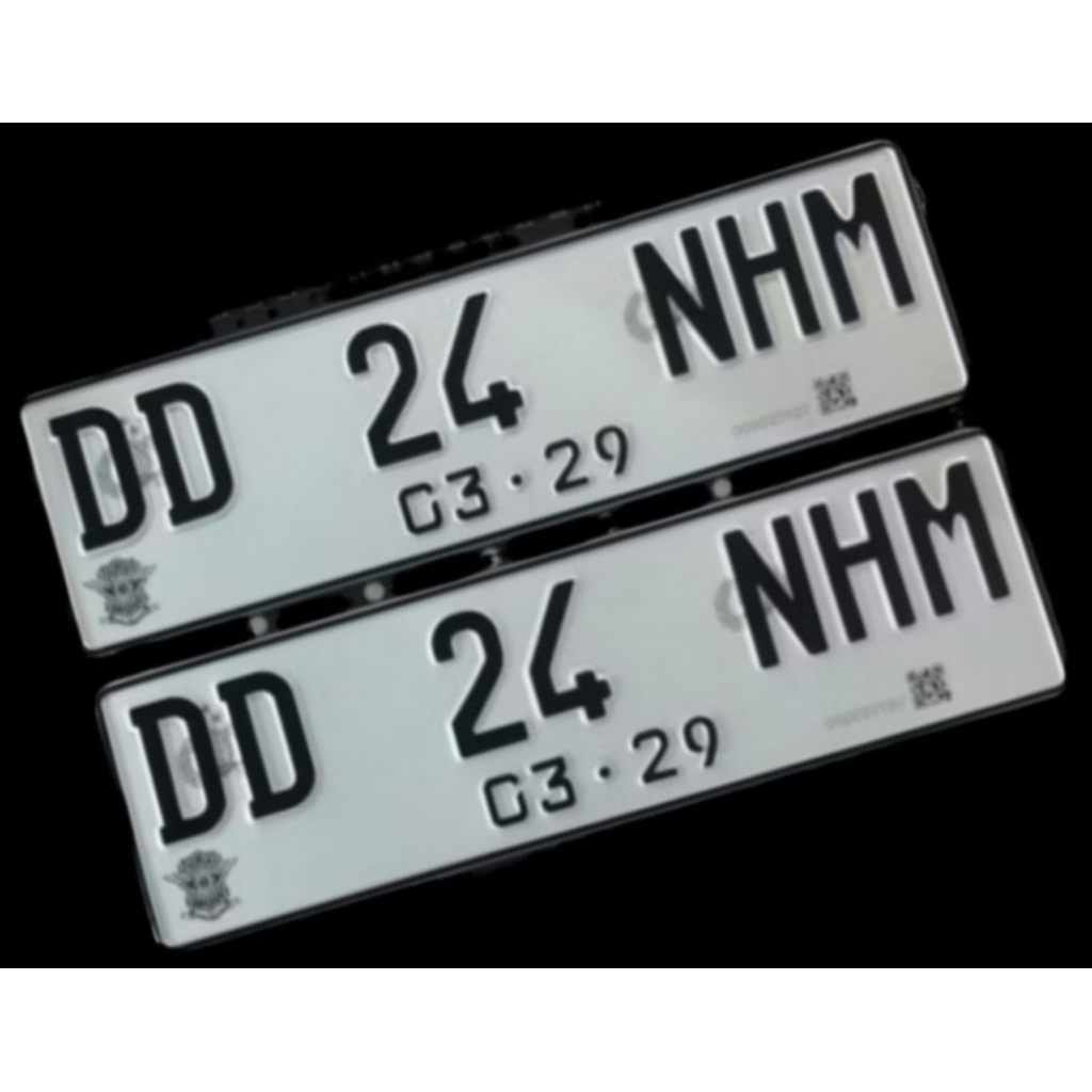 plat mobil reflektif putih barcode