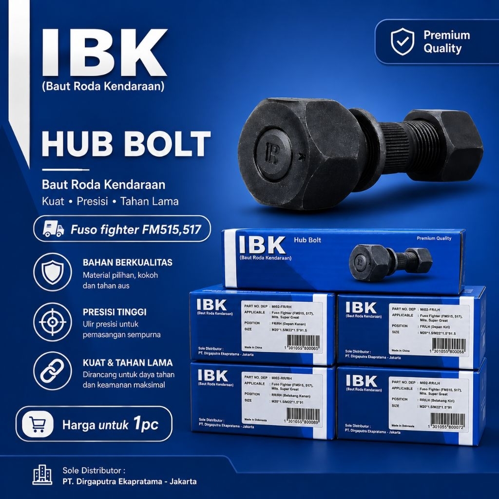 IBK Baut roda Fuso FM515,517,Super Great Depan Belakang