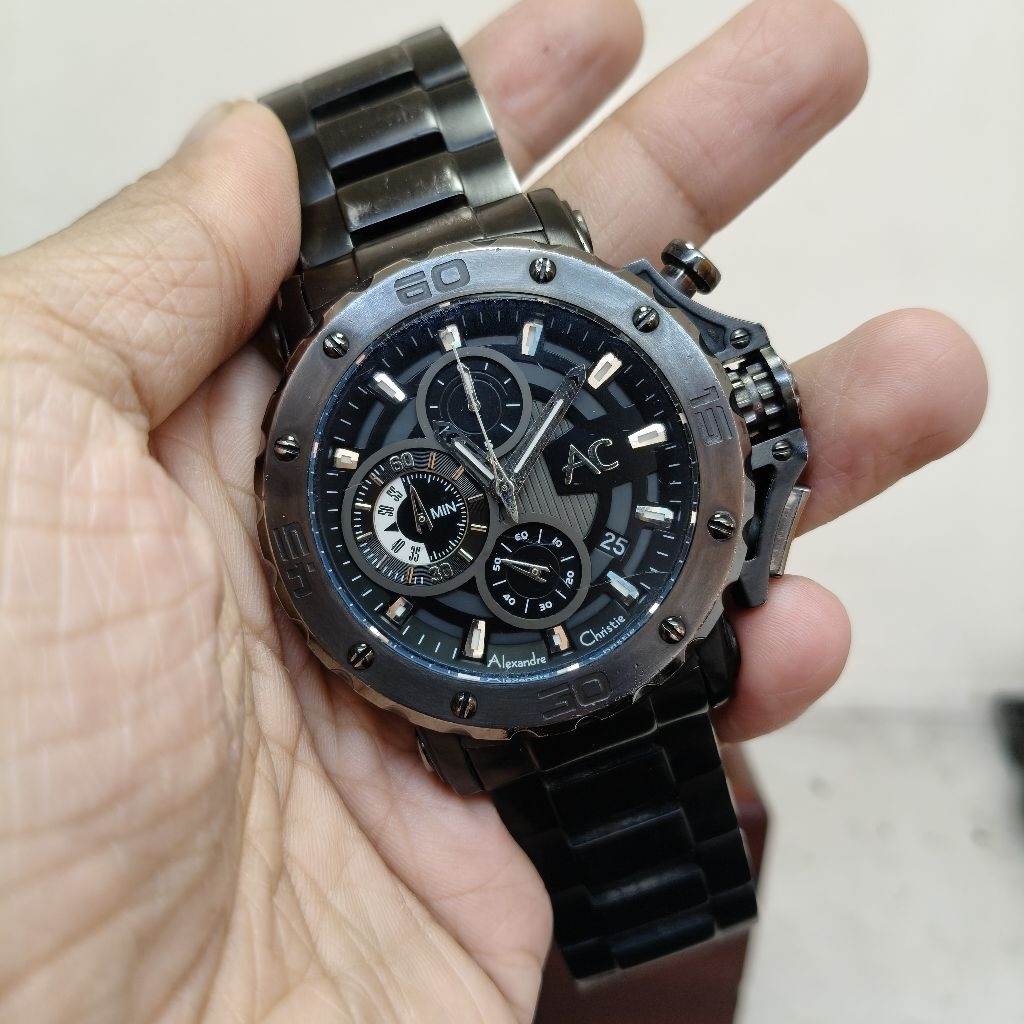 Alexandre Christie Collection Second Tipe 9205MC Rantai Fullblack