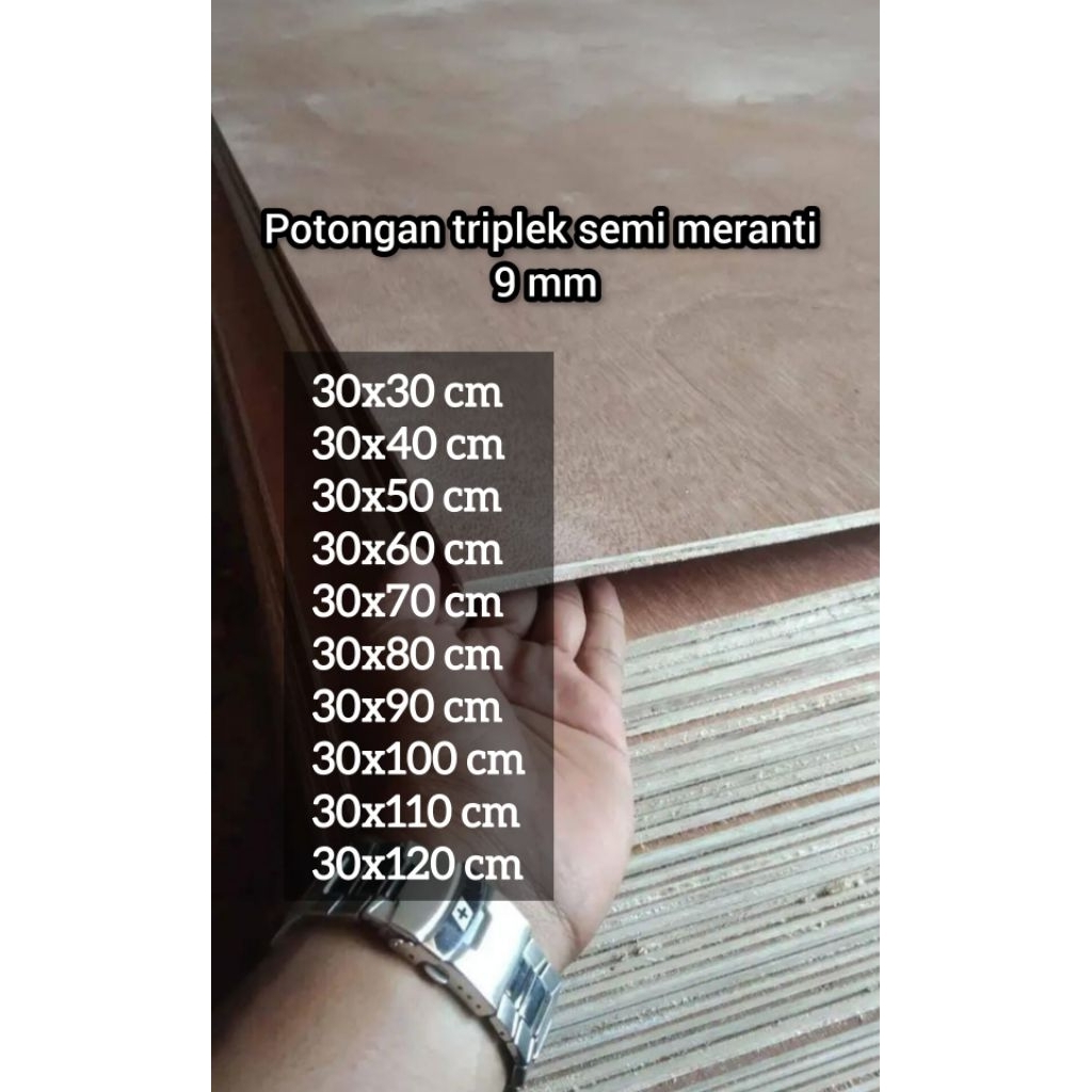 POTONGAN Triplek semi meranti 9mm lebar 30cm