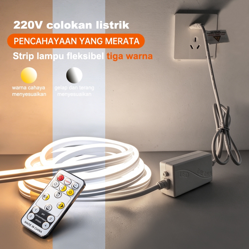 Lampu Neon Flex LED 220V Outdoor IP65 Warna Solid Panjang Fleksibel