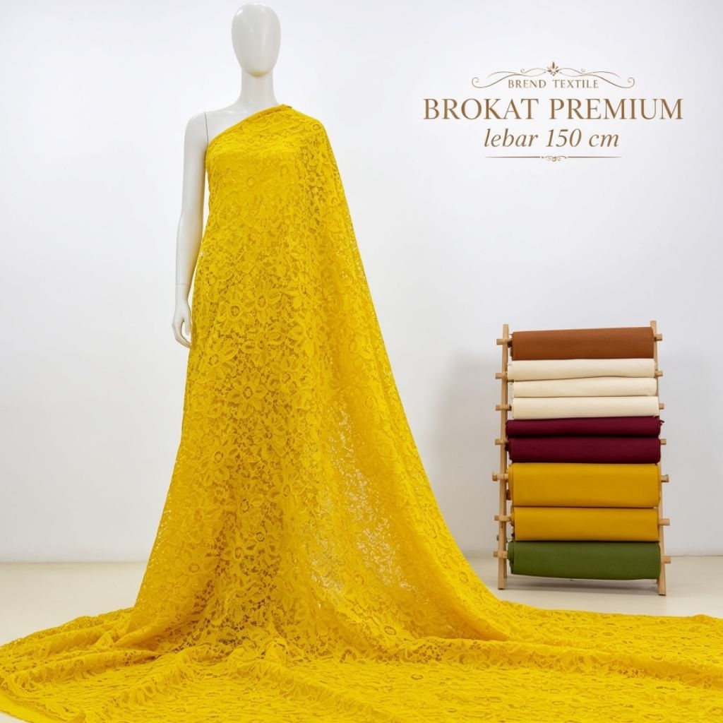 kain brokat premium  - kain brokat tulang  - kain brokat meteran  - kain brokat motif ( kuning) N1