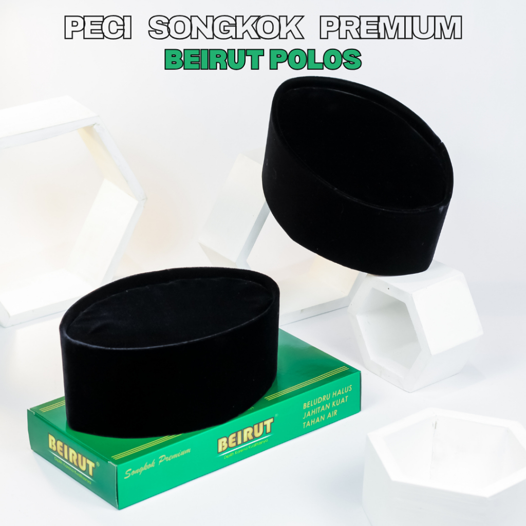 Peci Beirut Polos Peci Songkok Hitam Halus Premium