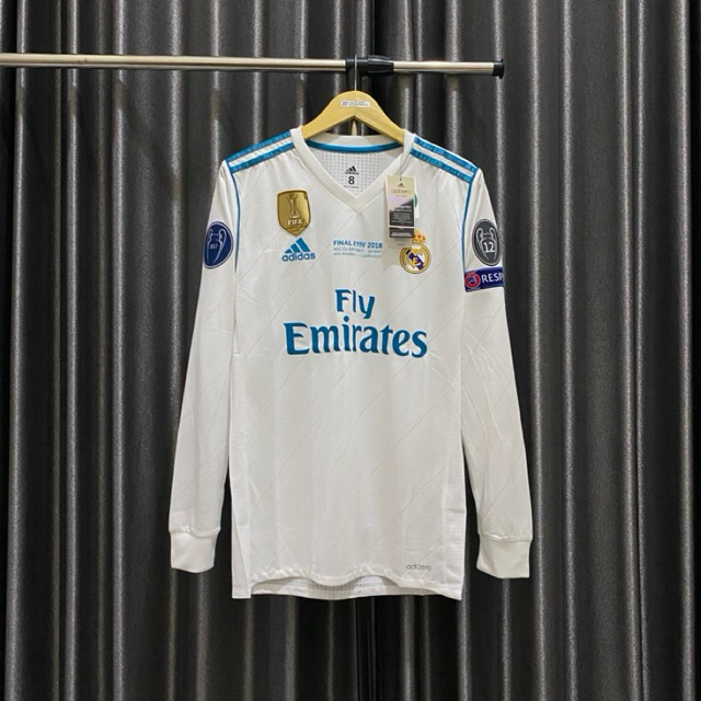 JERSEY REAL MADRID HOME 2017/2018 PLAYER ISSUE FINAL KYIV 18 LONG SLEEVE RONALDO 7 - JERSEY SEPAKBOL