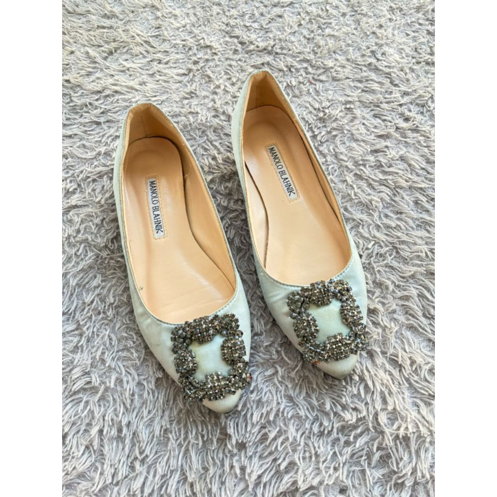 flat shoes manolo blahnik satin size 34/22cm made in italy