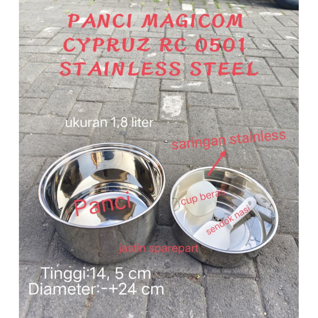 Panci magicom cyprus rc 0501 stainless 1,8 liter original rendah kalori