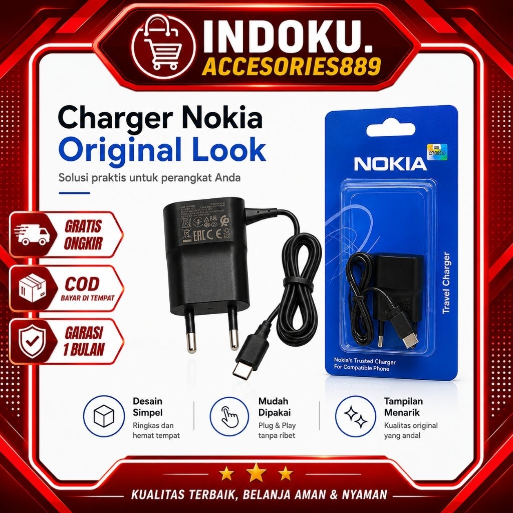 Charger Nokia 105 Micro 99% Original