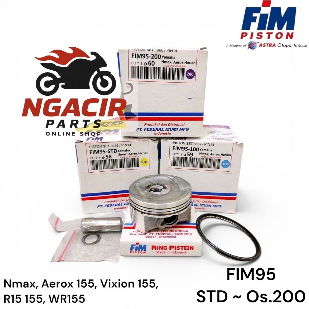 Piston Kit FIM FIM95 Nmax Aerox 155 WR155 R15 155 Vixion 155 STD OS 50 100 150 200 Original FIM 95 F