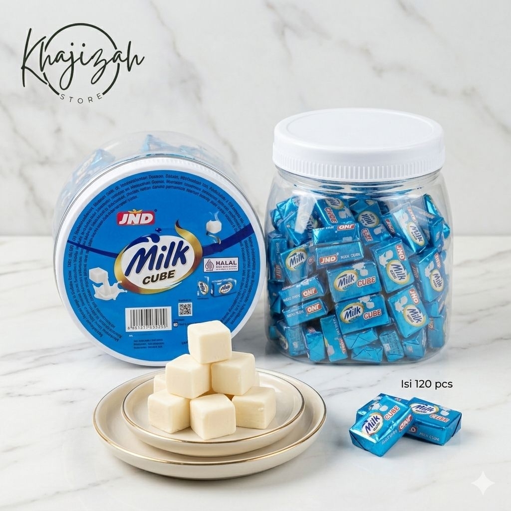 JND Milk Cube Permen Susu Toples Isi 120 pcs