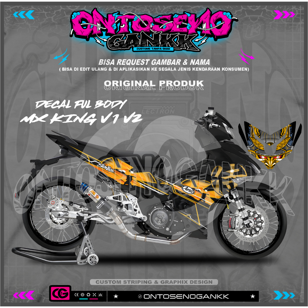 Stiker striping Mx king 150 ARAI SAMURAI GOLD - MX KING OLD - MX KING V 2 BISA REQUEST NAMA