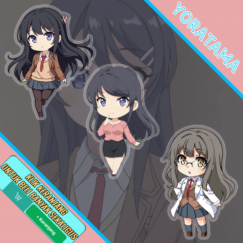 Gantungan Kunci Seibuta Mai Sakurajima Rio Futaba, Keychain Anime Lucu