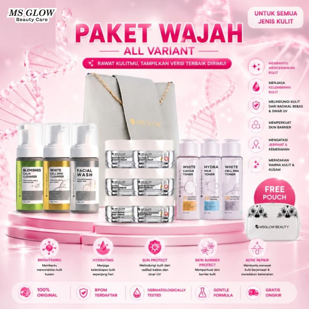 MS GLOW PAKET WAJAH NEW SERIES - MS GLOW PAKET WAJAH BOOSTER - MS GLOW PAKET WAJAH KEMASAN LAMA ISI 