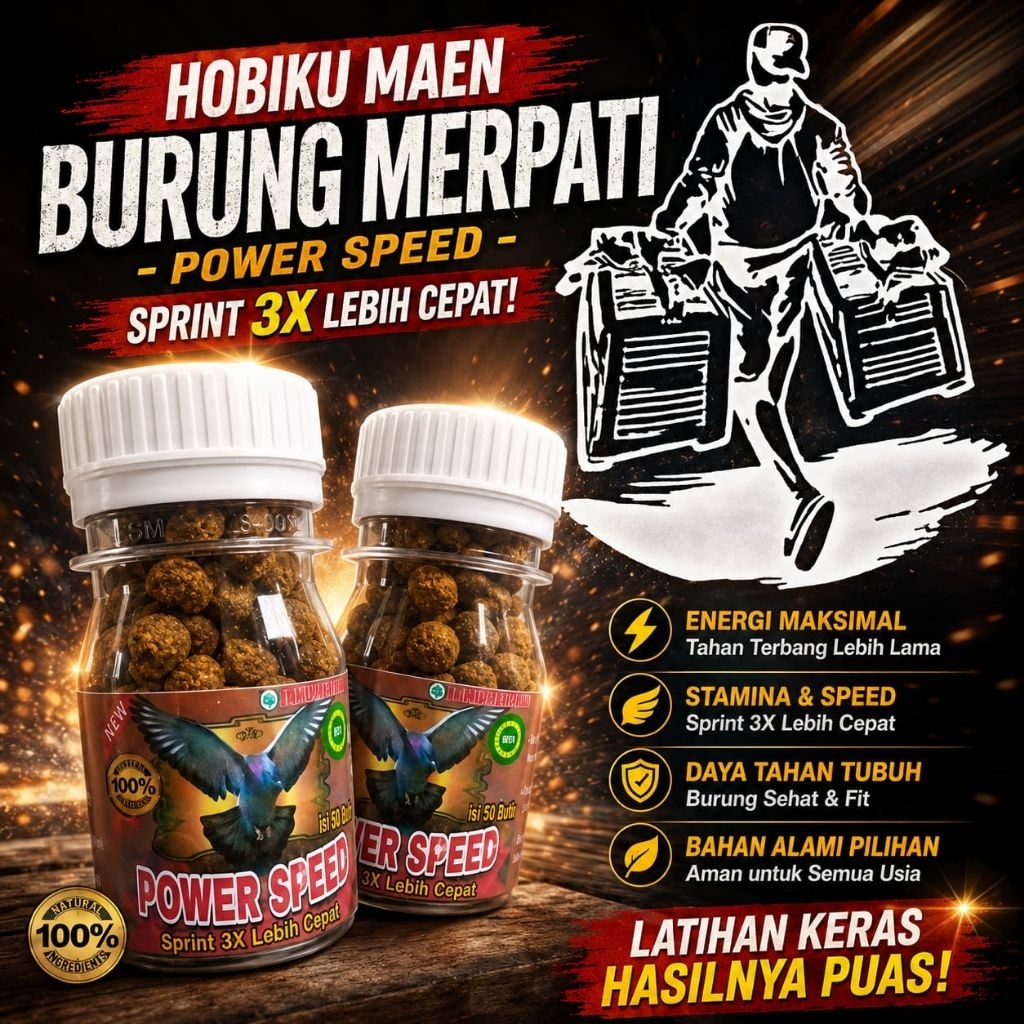 POWER SPEED Jamu Merpati Balap 100 pil sarang walet madu untuk meningkatkan stamina dan kekuatan bur