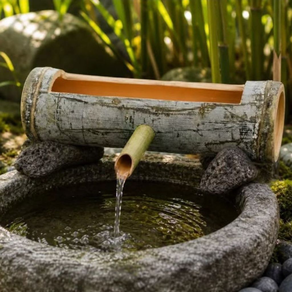 Air Mancur Bambu Minimalis,Filter Air Mancur Bambu Natural,Filter Bambu air mancur Kolam Ikan