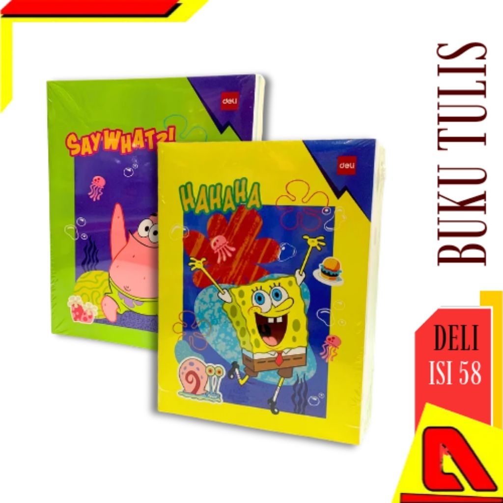 BUKU TULIS DELI 58 LEMBAR/BUKU TULIS SEKOLAH DELI  SERIES SPONGEBOB