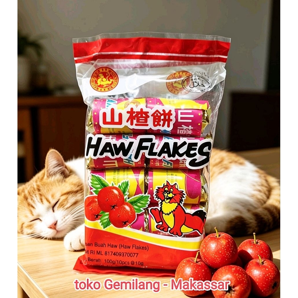 Haw Flakes, manisan buah haw 100g isi 10roll. Sancapia, camilan jadul, asam manis, halal.