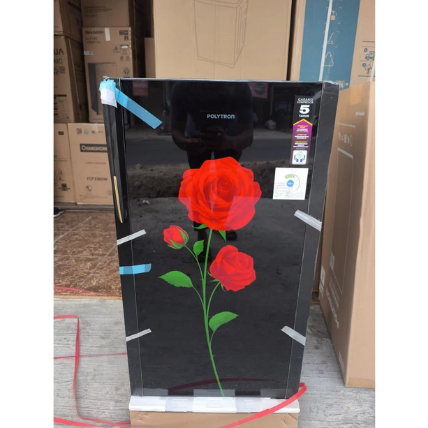 KULKAS 1 PINTU POLYTRON PRA-15DRX 15 DRX 15DRX 142 LITER SEMI DEFROST WITH HANDLE