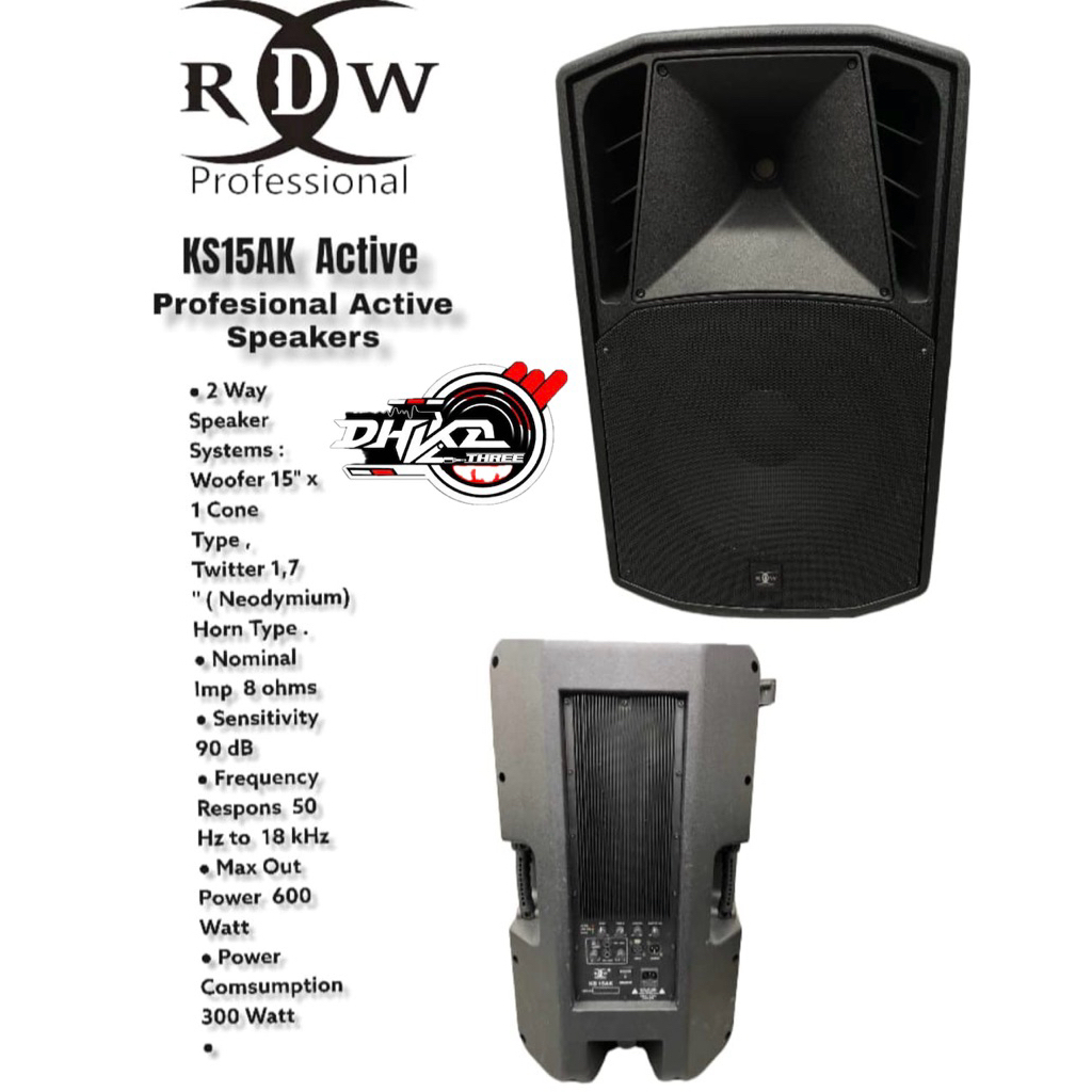 SPEAKER AKTIF RDW KS15AK ACTIV 1 SET / 1 PASANG ORIGINAL / Speaker Aktif RDW Ks15ak 1 set / 1 pasang