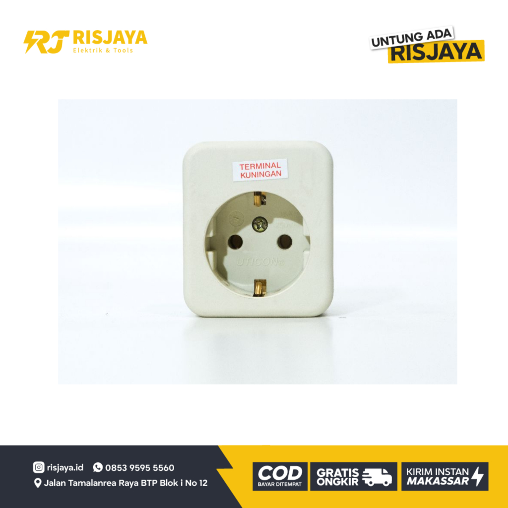 Stop Kontak Arde Uticon Colokan Terminal Kuning  1 - 6 Lubang
