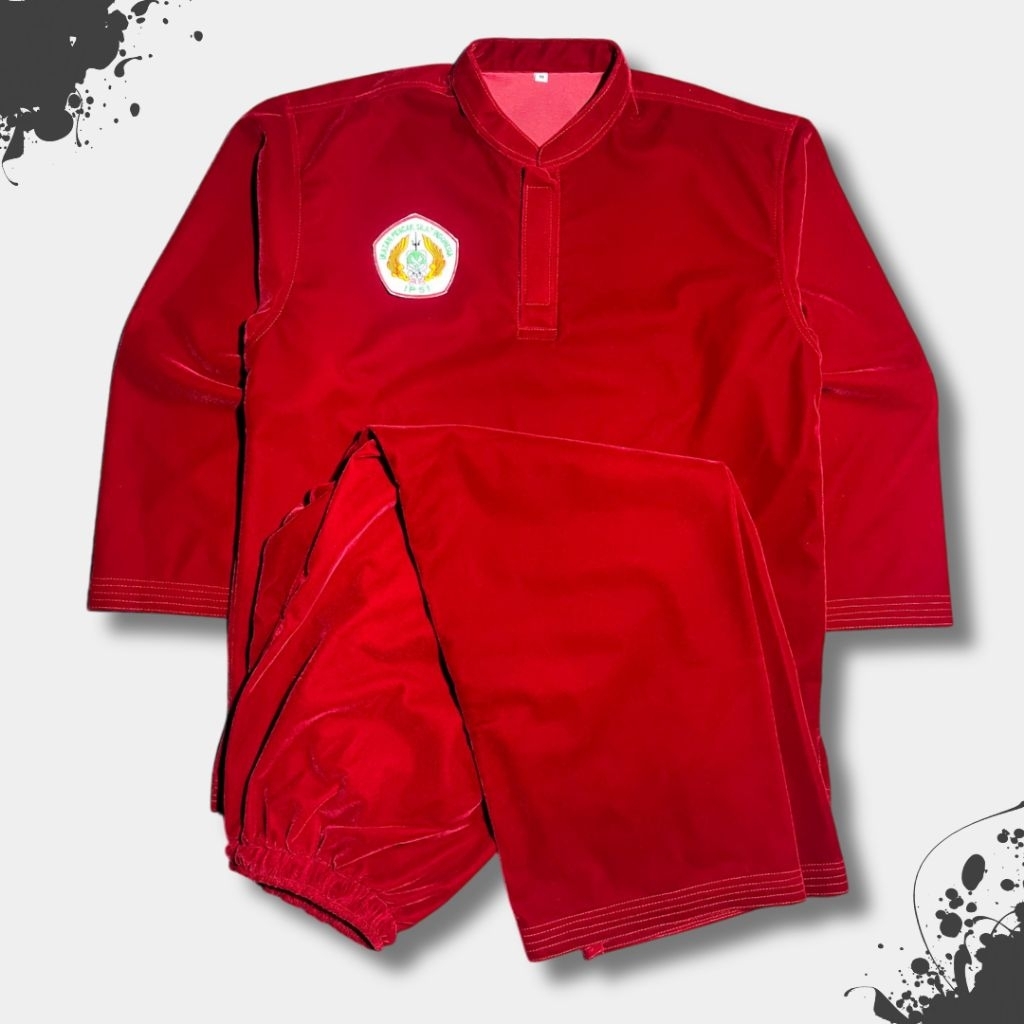Seragam Bludru Diamond Premium Burgundy Seni Silat Terbaru