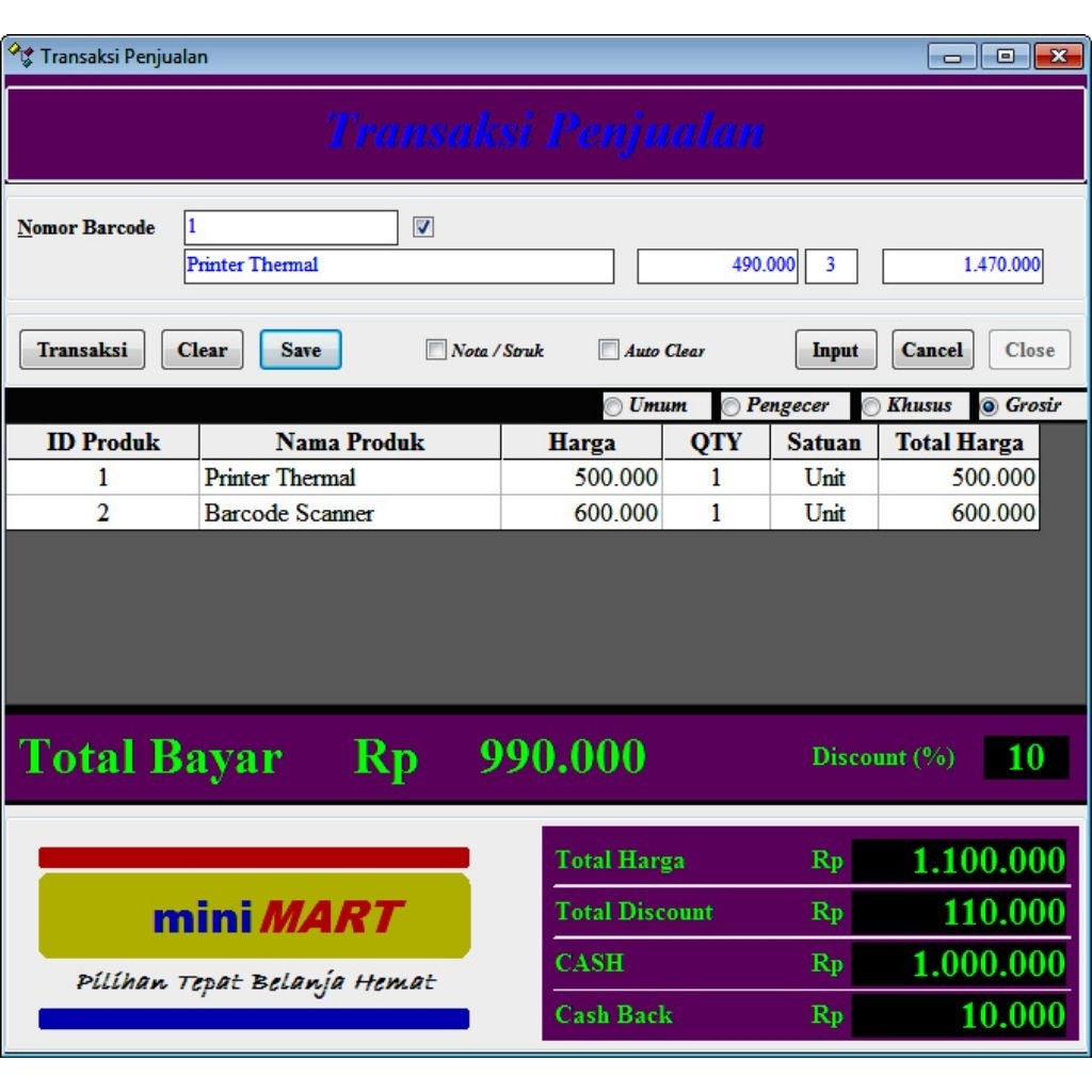 Software Aplikasi Program Kasir Toko Penjualan