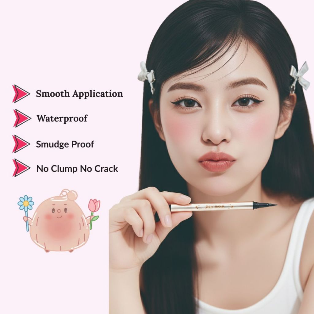 Jelly Bubble Liquid Eyeliner Ultra Fine Tip Hitam Pekat Ujung Tipis Presisi